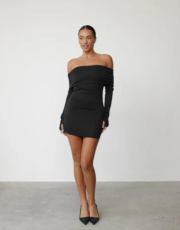 Isadora Mini Dress (Onyx) - By Lioness Elegant Mini Dress with Ruffles