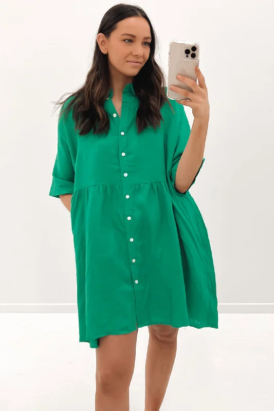 Jack Mini Dress Green Chic Mini Dress with V-Neck