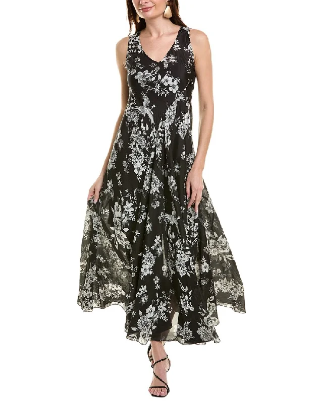 Johnny Was Dreamer Silk Bias Maxi Dress Classic Black Maxi Dress