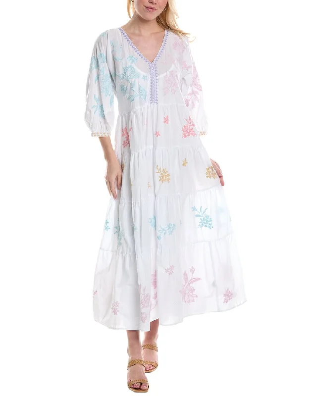 Johnny Was Hazel Dolman Tiered Maxi Dress Cozy Wrap Maxi Dress