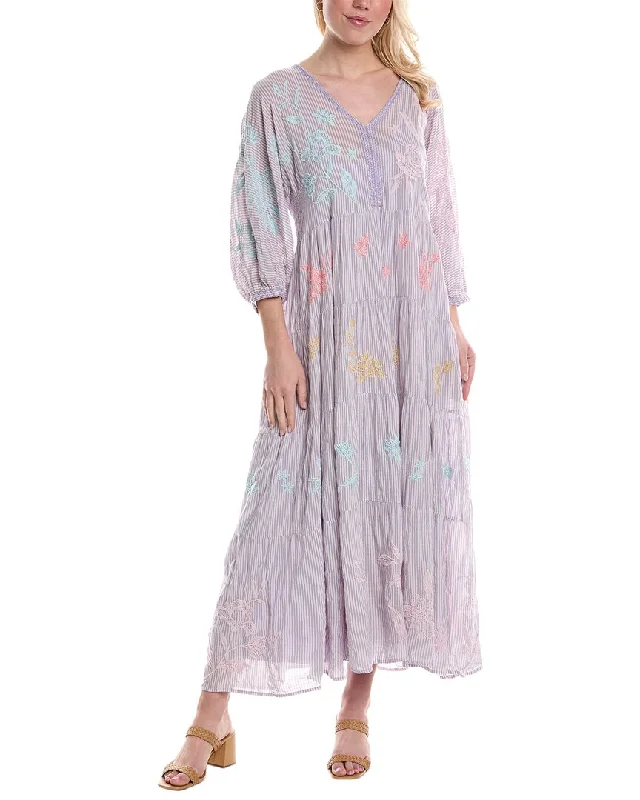 Johnny Was Hazel Dolman Tiered Maxi Dress Casual Maxi Dress with Pockets