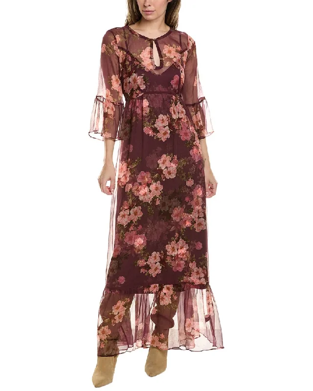 Johnny Was Winonna Silk Maxi Dress Fashionable High-Low Maxi Dress