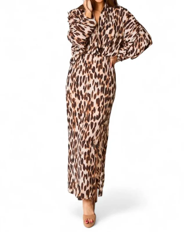 Jude Long Sleeve Maxi Dress In Kiara Trendy Off-Shoulder Ruffle Maxi Dress