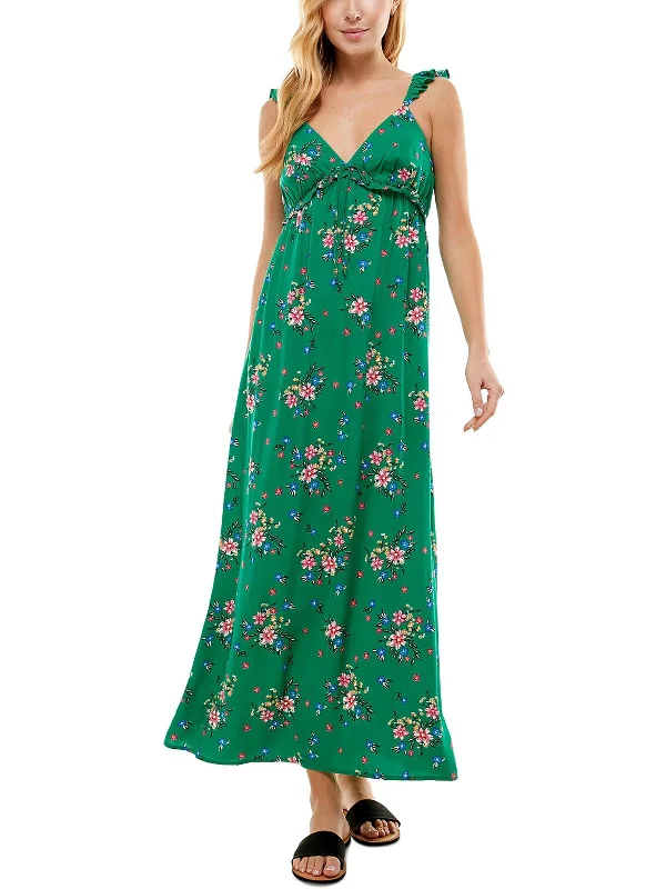 Juniors Womens Floral Print Long Maxi Dress Fashionable High-Low Maxi Dress