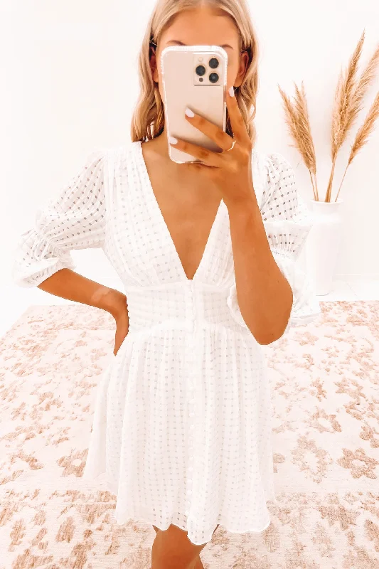 Kenzi Mini Dress White Stylish Summer Mini Dress