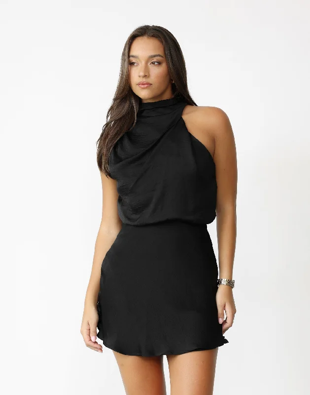 Kimmi Mini Dress (Black) Cozy Sweater Mini Dress