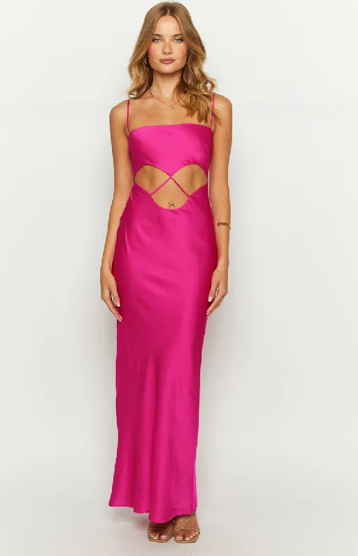 Kimmi Pink Maxi Dress Stylish Maxi Dress with Pleats