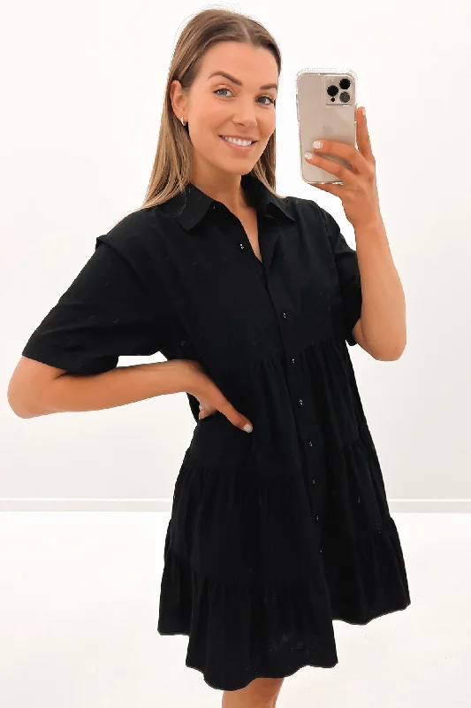Levia Mini Dress Black Stylish Sweetheart Neck Mini Dress