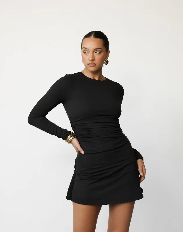 Manon Mini Dress (Black) Elegant Sequin Mini Dress