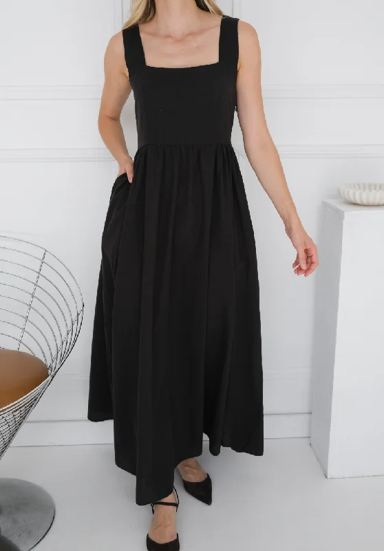 Miann & Co Women - Alba Strappy Maxi Dress - Onyx Classic A-Line Maxi Dress
