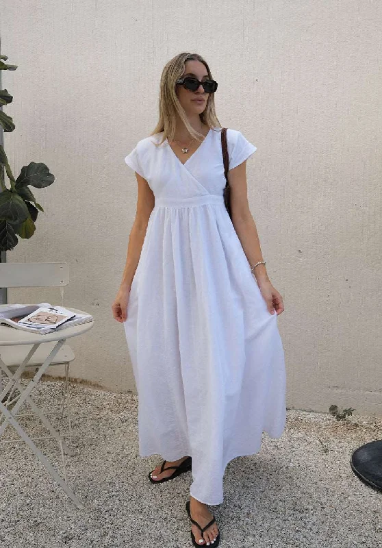 Miann & Co Womens - Jolie Cross Over Maxi Dress - Shell Elegant Velvet Maxi Dress