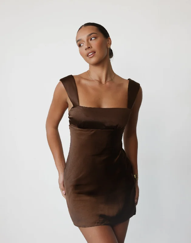 Mimosa Mini Dress (Walnut) Comfortable Bodycon Mini Dress