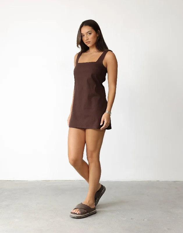 Misha Mini Dress (Cocoa) Classic Floral Mini Dress