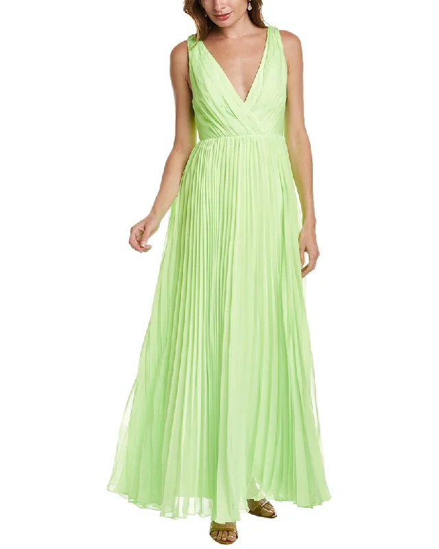 ML Monique Lhuillier Chiffon Maxi Dress Comfortable Ruffle Hem Maxi Dress