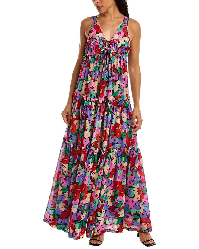 Nicholas Myla Silk-Blend Maxi Dress Chic Off-Shoulder Maxi Dress