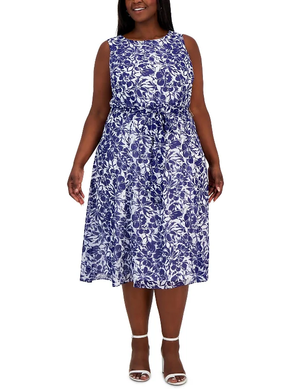 Plus Womens Floral Long Maxi Dress Trendy Maxi Dress with Belt