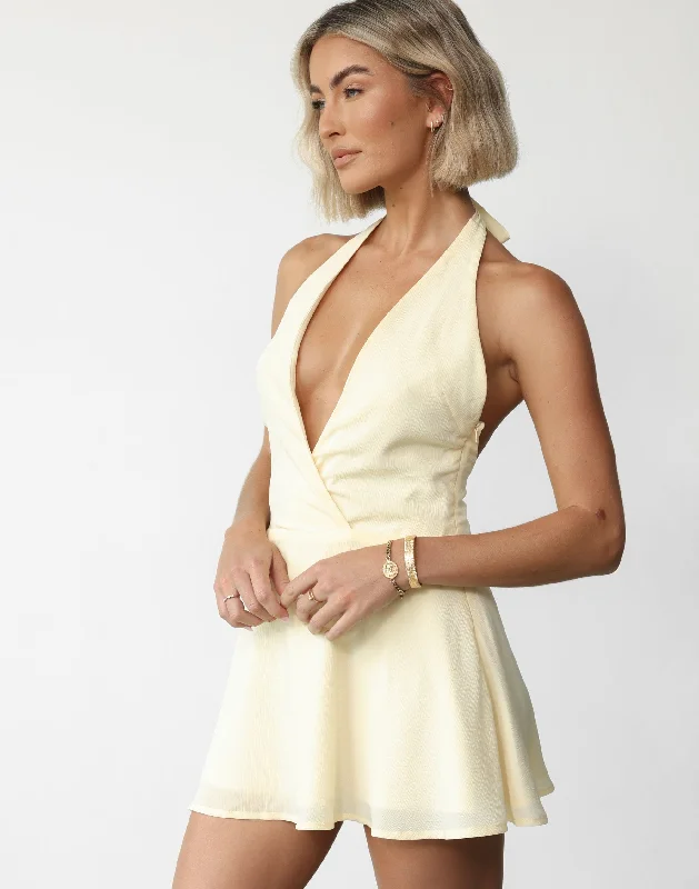 Raquelle Mini Dress (Lemon) Cozy Knitted Mini Dress