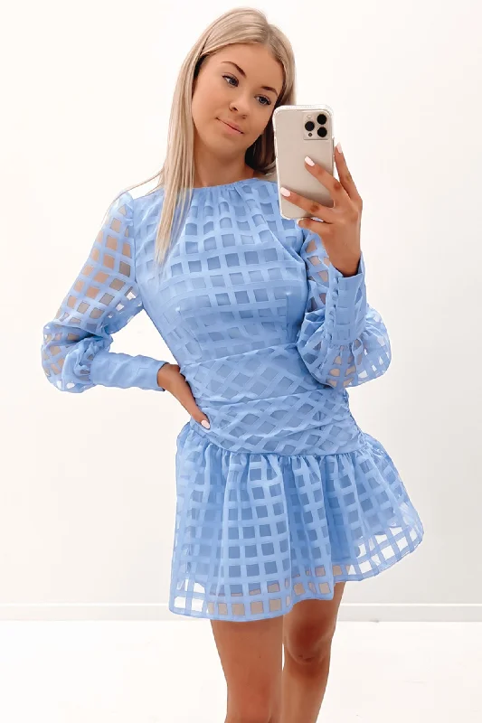 Rhianna Mini Dress Blue Cozy Satin Mini Dress