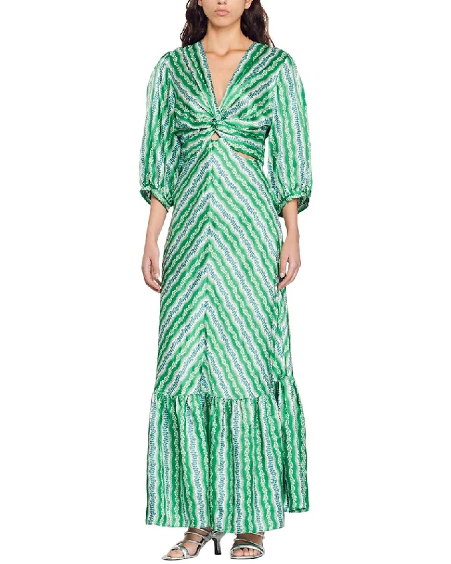Sandro Agnetta Maxi Dress Elegant Floral Maxi Dress