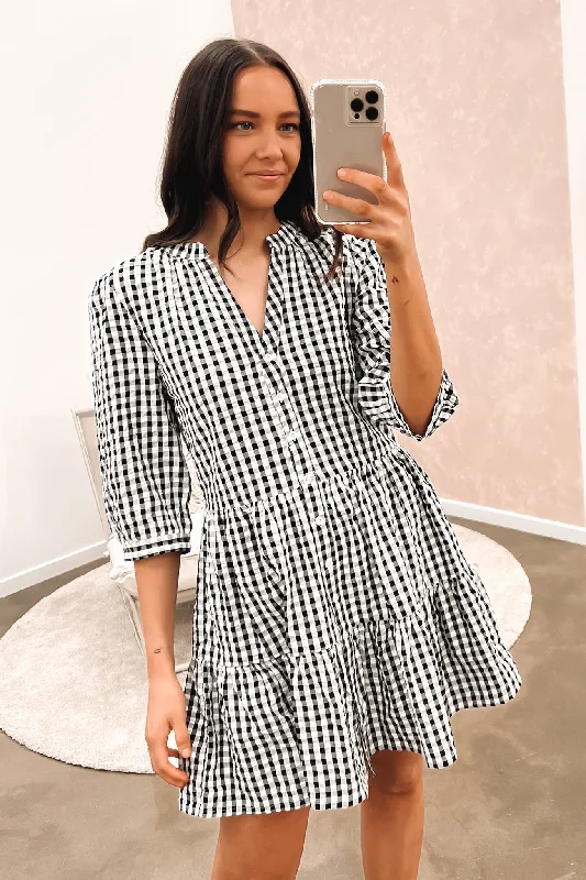 Scarlett Mini Dress Black Gingham Fashionable Summer Mini Dress