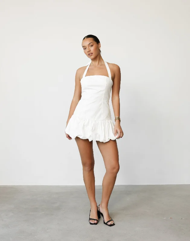 Sofia Mini Dress (Porcelain) - By Lioness Chic Halter Mini Dress
