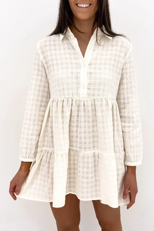 Sonya Tiered Mini Dress White Stylish Floral Print Mini Dress