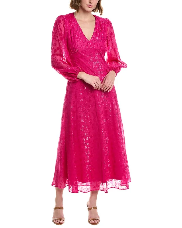 Taylor Chiffon Clip Dot Jacquard Maxi Dress Cozy Spaghetti Strap Maxi Dress