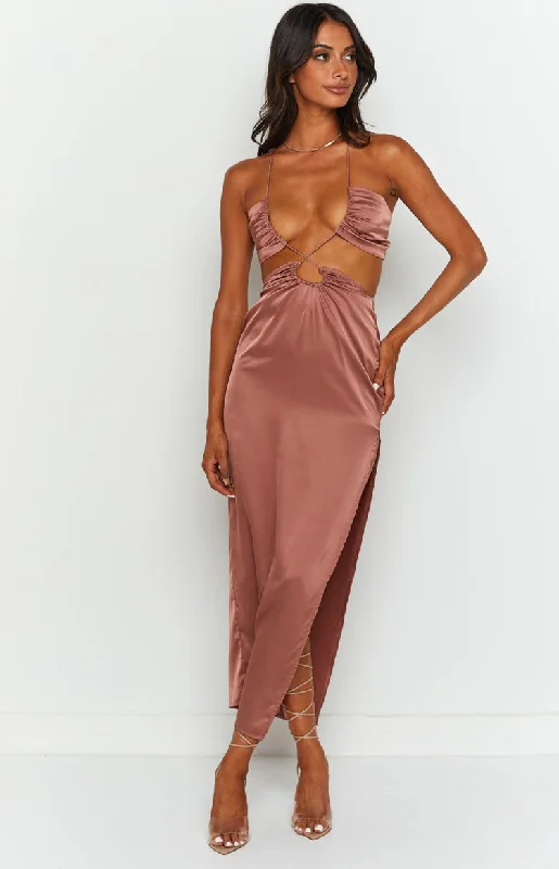 Taylor Copper Maxi Dress Classic Solid Maxi Dress