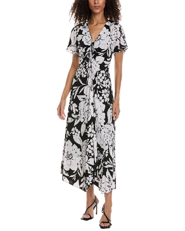 Taylor Printed Jersey Maxi Dress Trendy Button Front Maxi Dress