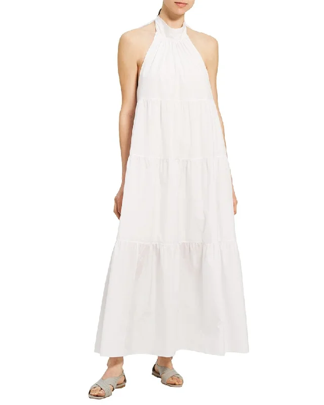 Theory Halter Tiered Maxi Dress Elegant Sleeveless Maxi Dress