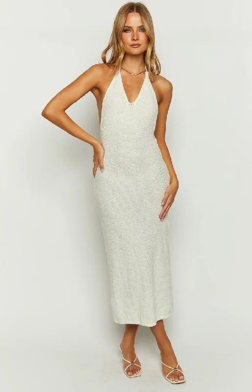 Tucson White Crochet Maxi Dress Elegant Boho Maxi Dress