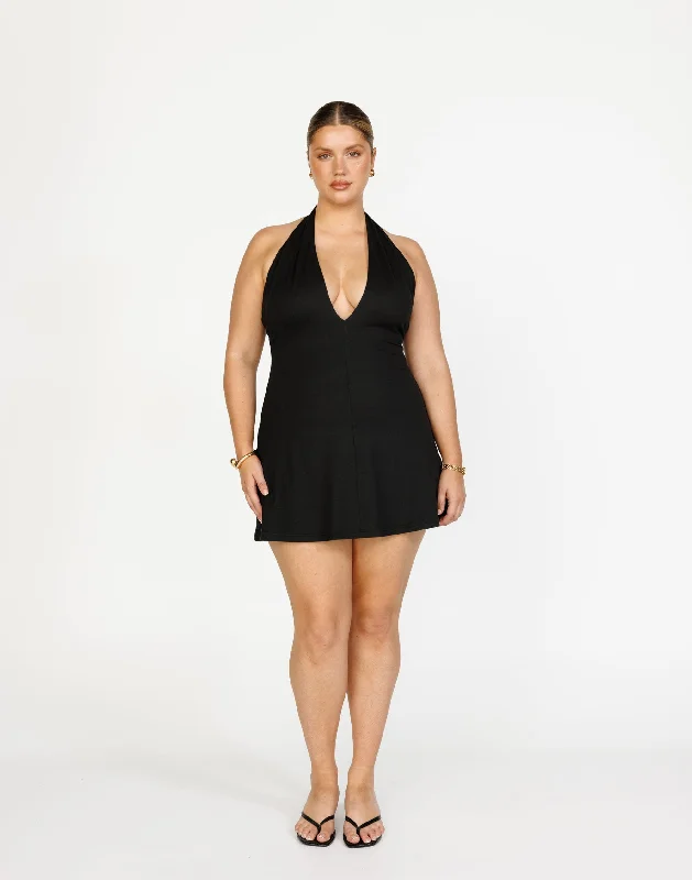 Victoria Mini Dress (Black) Stylish Spaghetti Strap Mini Dress