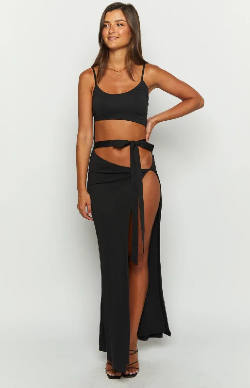 Wild Night Black Maxi Dress Comfortable T-Shirt Maxi Dress