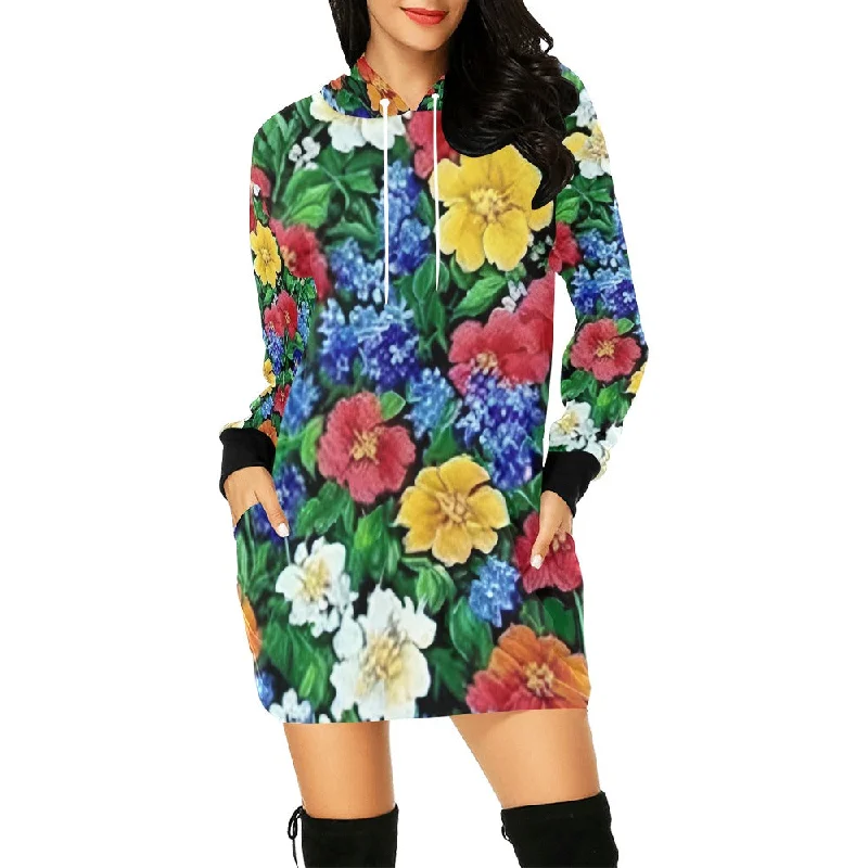 Women's All Over Print Hoodie Mini Dress (H27) Elegant Silk Mini Dress