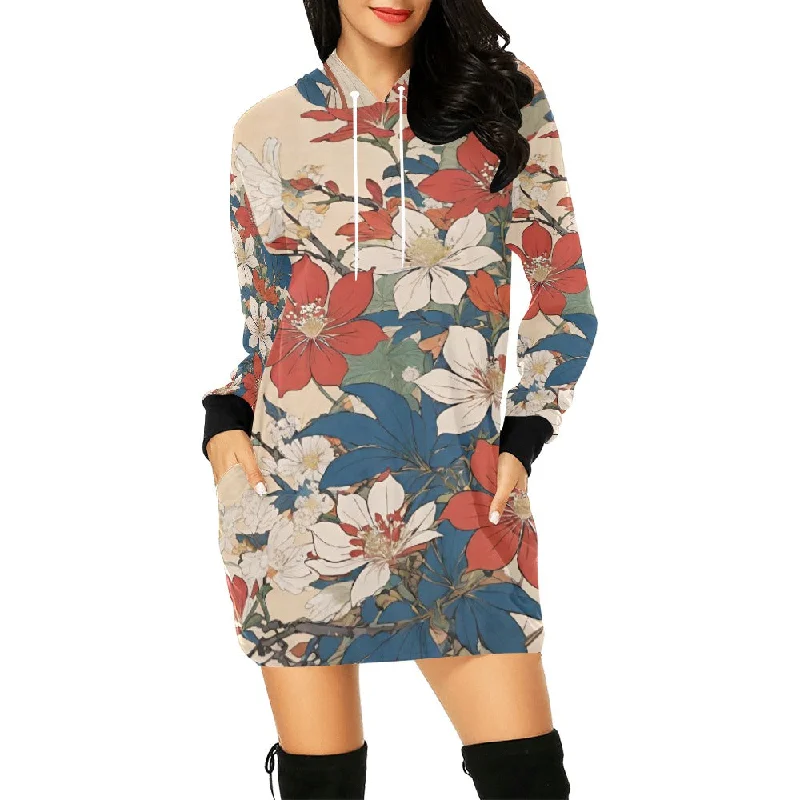 Women's All Over Print Hoodie Mini Dress (H27) Fashionable Polka Dot Mini Dress