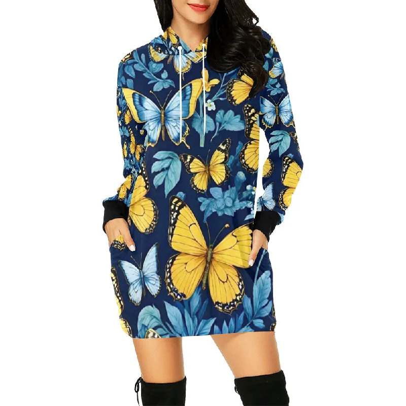 Women's All Over Print Hoodie Mini Dress (H27) Classic White Mini Dress