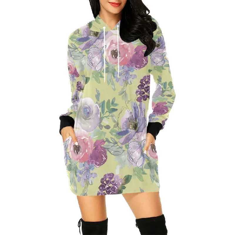 Women's All Over Print Hoodie Mini Dress (H27) Stylish Ruffle Mini Dress
