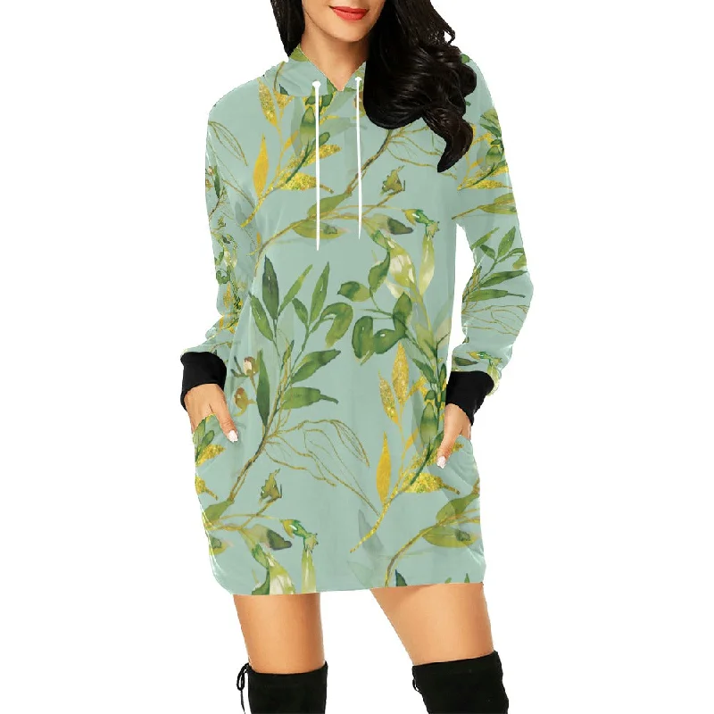 Women's All Over Print Hoodie Mini Dress (H27) Modern Satin Mini Dress