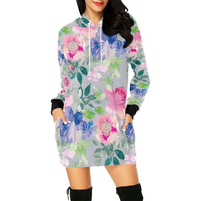 Women's All Over Print Hoodie Mini Dress (H27) Cozy Cotton Mini Dress