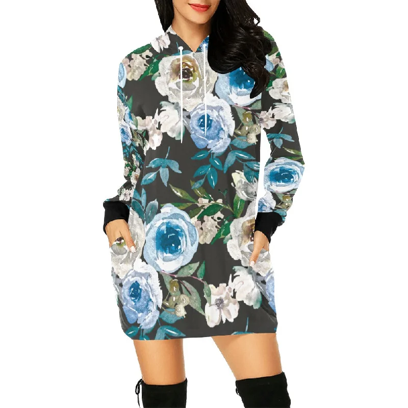 Women's All Over Print Hoodie Mini Dress (H27) Fashionable Off-Shoulder Mini Dress