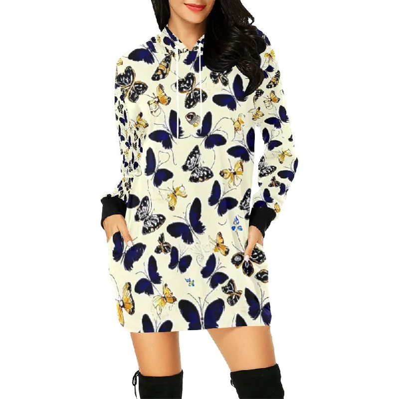 Women's All Over Print Hoodie Mini Dress (H27) Fashionable Button-Front Mini Dress