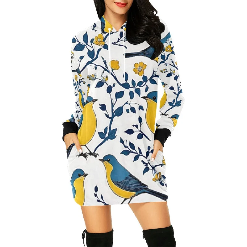 Women's All Over Print Hoodie Mini Dress (H27) Trendy Tie-Dye Mini Dress