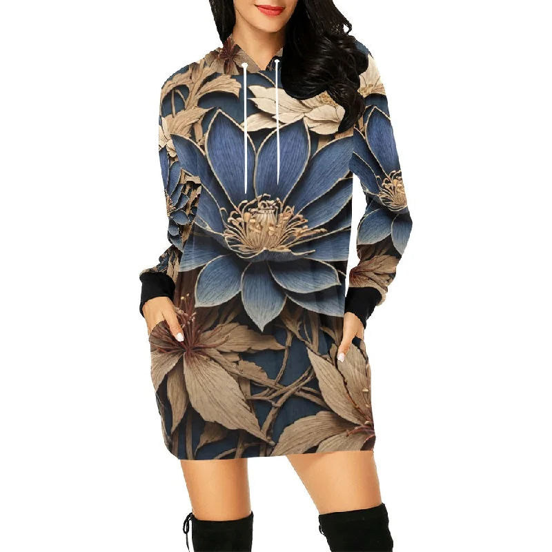 Women's All Over Print Hoodie Mini Dress (H27) Cozy Long Sleeve Mini Dress