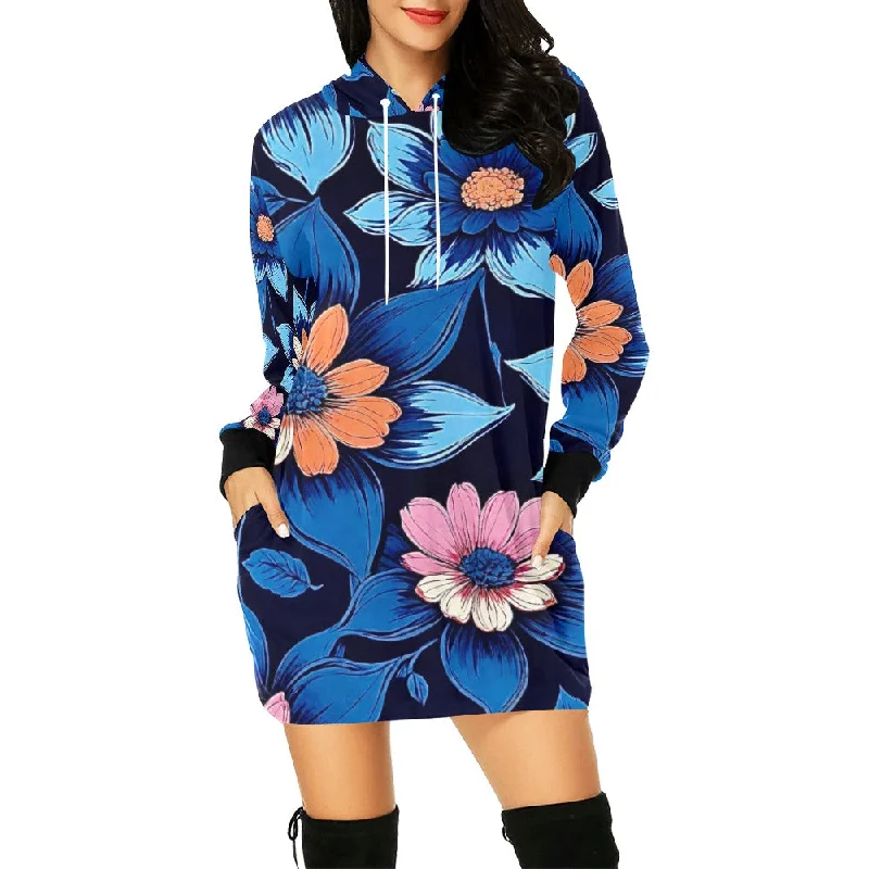 Women's All Over Print Hoodie Mini Dress (H27) Stylish Short Sleeve Mini Dress