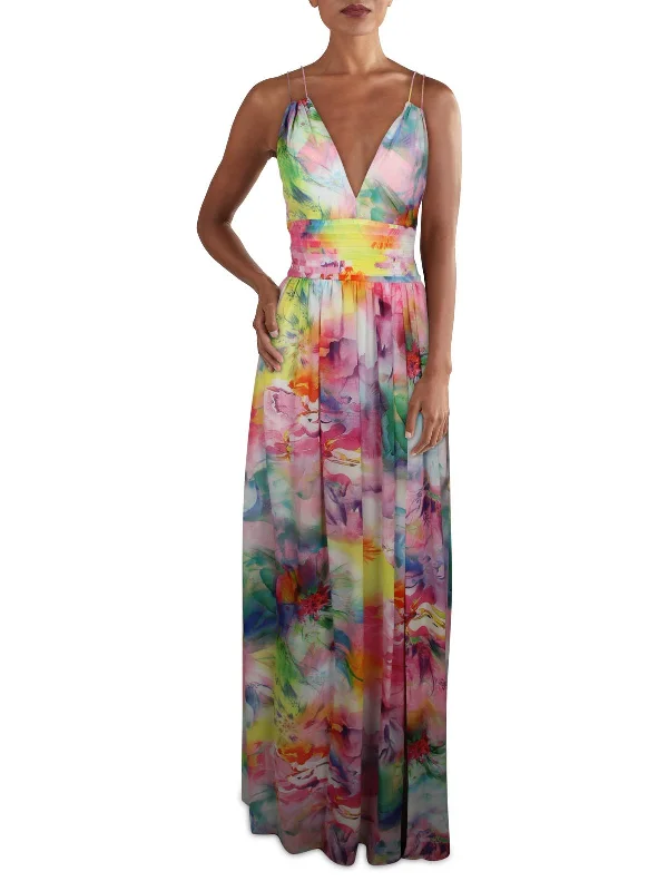Womens Chiffon Printed Maxi Dress Stylish Longline Maxi Dress