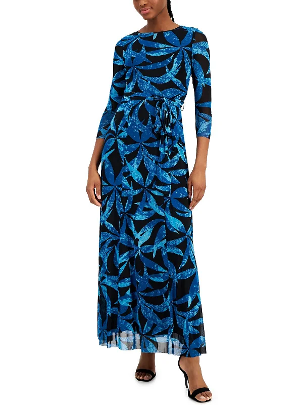 Womens Printed Long Maxi Dress Comfortable Pleated Maxi Dress