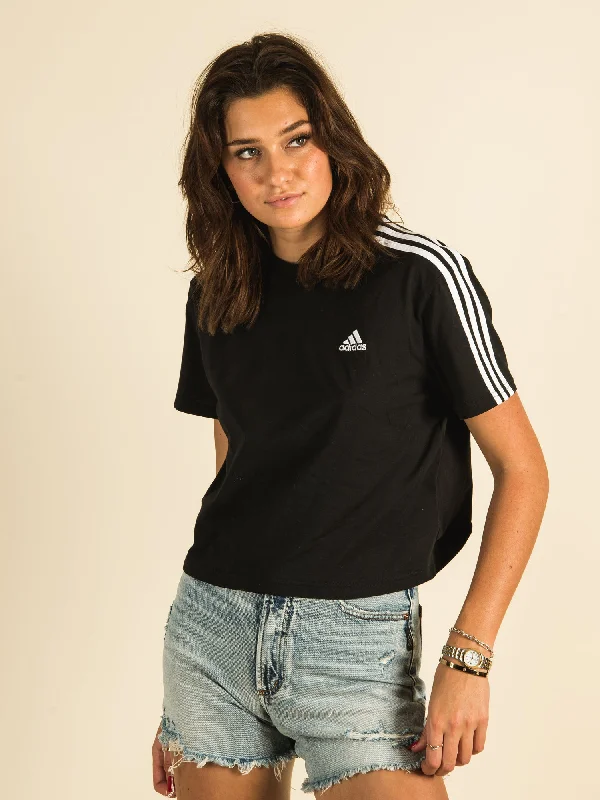 ADIDAS 3-STRIPES CROPPED T-SHIRT - CLEARANCE Zippered Front Buttoned Front Snap Front ADIDAS 3-STRIPES CROPPED T-SHIRT - CLEARANCE Zippered Front Buttoned Front Snap Front