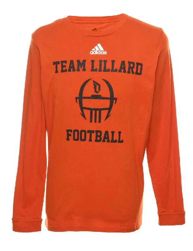 Adidas Black & Orange Long Sleeve Football Sports T-shirt - XL Collared T-Shirt Boat Neck A-Line