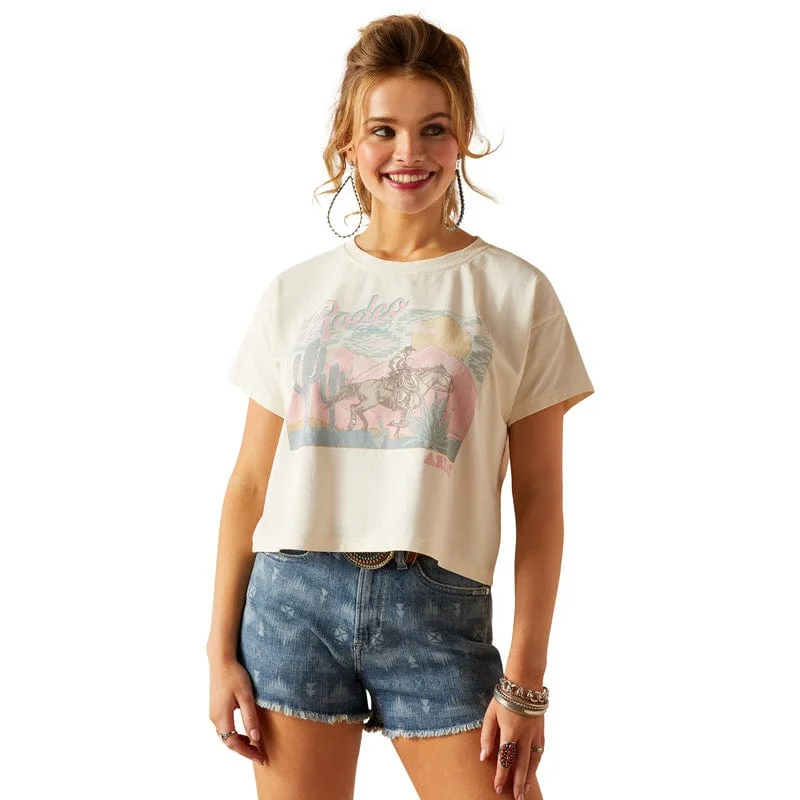 Ariat Women's Rodeo Bound Pristine Short Sleeve Graphic T-Shirt 10048639 Welt Pockets Slit Pockets Flap Pockets