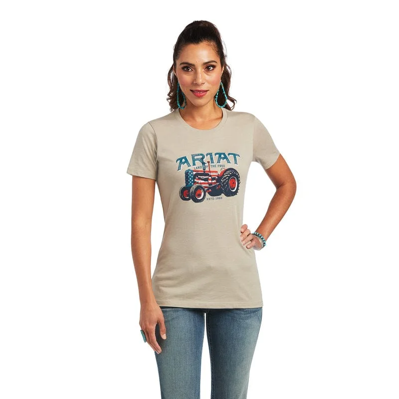 Ariat Women's Tractor USA Khaki Heather Short Sleeve T-Shirt 10040958 Sequined Glittery Shiny Ariat Women's Tractor USA Khaki Heather Short Sleeve T-Shirt 10040958 Sequined Glittery Shiny